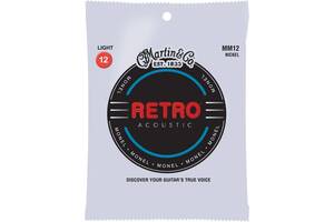 Струны для акустической гитары 6 шт Martin MM12 Retro Acoustic Guitar Strings Light 12/54