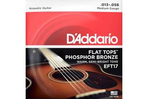 Струны для акустической гитары D'Addario EFT17 Phosphor Bronze Flat Tops Medium Acoustic Guitar Strings 13/56