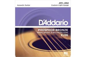 Струны для акустической гитары D'Addario EJ26 Phosphor Bronze Custom Light Acoustic Guitar Strings 11/52