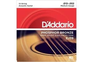 Струны для акустической гитары D'Addario EJ39 Phosphor Bronze Medium Acoustic Guitar 12-Strings 12/52