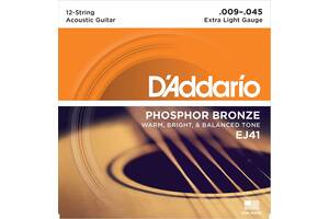 Струны для акустической гитары D'Addario EJ41 Phosphor Bronze Extra Light Acoustic Guitar 12-Strings 9/45