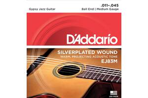 Струны для акустической гитары D'Addario EJ83M Silverplated Wound Medium Gypsy Jazz Guitar Strings 11/45