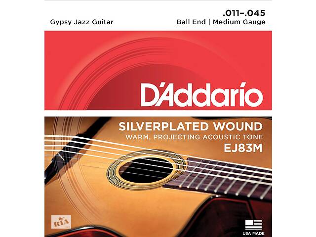 Струны для акустической гитары D'Addario EJ83M Silverplated Wound Medium Gypsy Jazz Guitar Strings 11/45