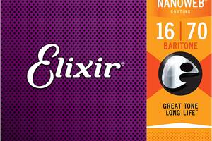 Струны для акустической гитары Elixir 11306 Nanoweb 80/20 Bronze Acoustic Baritone 16/70