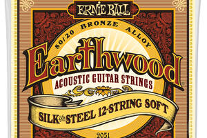 Струны для акустической гитары Ernie Ball 2051 Earthwood 80/20 Bronze Silk and Steel Extra Soft Acoustic Guitar 12 St...