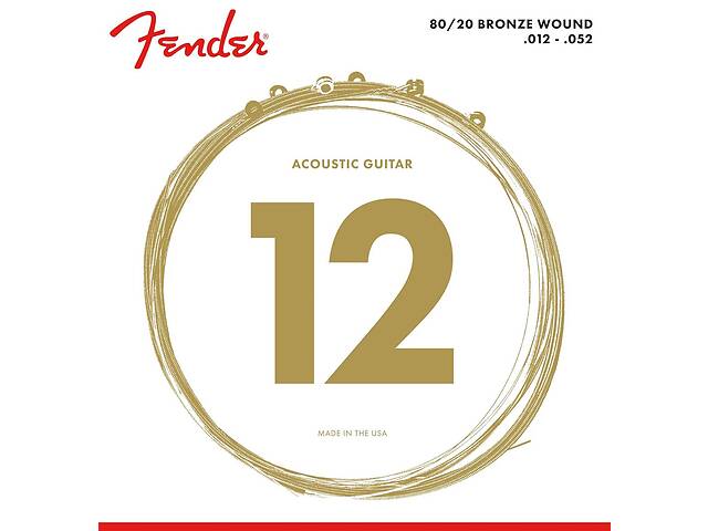 Струны для акустической гитары Fender 70L 80/20 Bronze Acoustic Guitar Strings 12/52