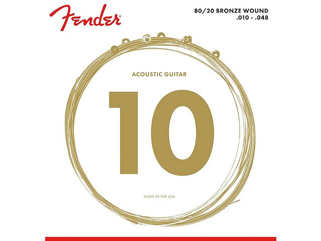 Струны для акустической гитары Fender 70XL 80/20 Bronze Acoustic Guitar Strings 10/48