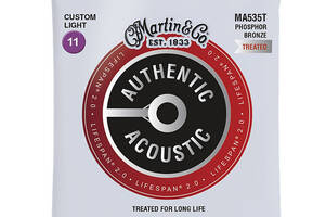 Струны для акустической гитары Martin MA535T SP 92/8 Phosphor Bronze Custom Light Authentic Acoustic Guitar Strings 1...