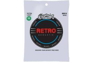 Струны для акустической гитары Martin MM10 Retro Acoustic Guitar Strings Extra Light 10/47