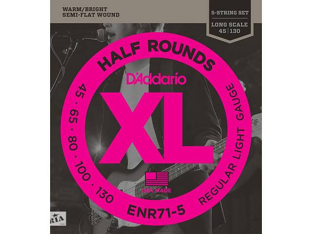 Струны для бас-гитары D'Addario ENR71-5 Nickel Half Rounds Wound Regular Light Bass 5 Strings 45/130