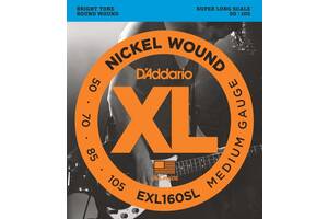 Струны для бас-гитары D'Addario EXL160SL Nickel Wound Medium Electric Bass Strings Super Long Scale 50/105