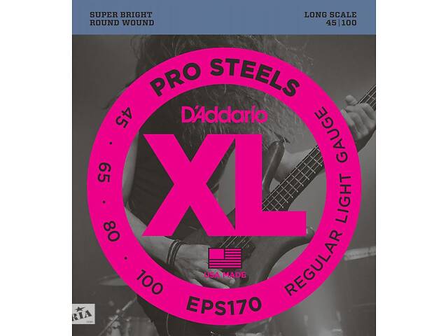 Струны для бас-гитары D'Addario Pro Steels EPS170 Regular Light 4-String Bass 45/100