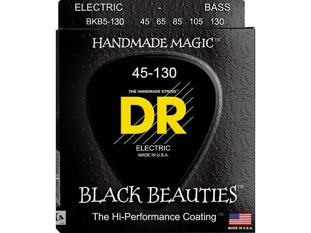 Струны для бас-гитары DR BKB5-130 Black Beauties K3 Coated Medium Bass 5-Strings 45-130