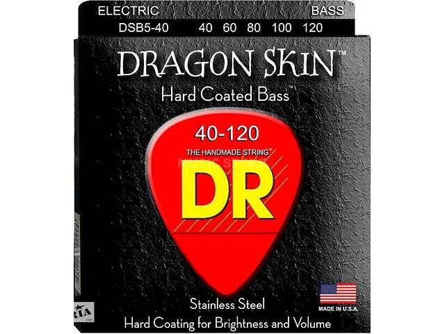Струны для бас-гитары DR DSB5-40 Dragon Coated Light 5-String Bass 40/120