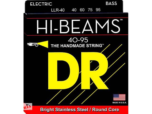 Струны для бас-гитары DR LLR-40 Hi-Beam Stainless Steel 4 String Light Bass Strings 40/95