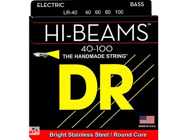 Струны для бас-гитары DR LR-40 Hi-Beam Stainless Steel 4 String Light Bass Strings 40/100