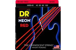 Струны для бас-гитары DR NRB-40 Hi-Def Neon Red K3 Coated Light Bass Guitar 4 Strings 40/100