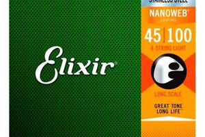 Струны для бас-гитары Elixir 14652 Nanoweb Coated Stainless Steel Light 4-Strings 45/100