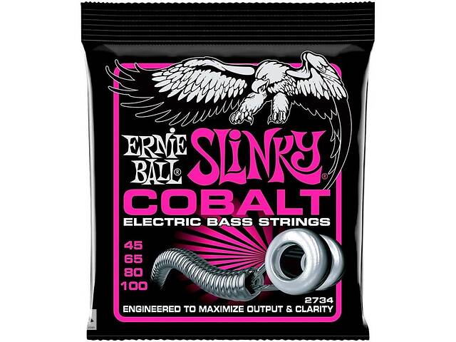 Струни для бас-гітари Ernie Ball 2734 Cobalt Super Slinky 4-Strings Bass 45/100