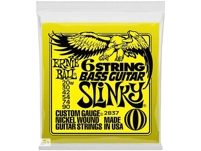 Струны для бас-гитары Ernie Ball 2837 6 String Bass Guitar Slinky Nickel Wound 20w/90