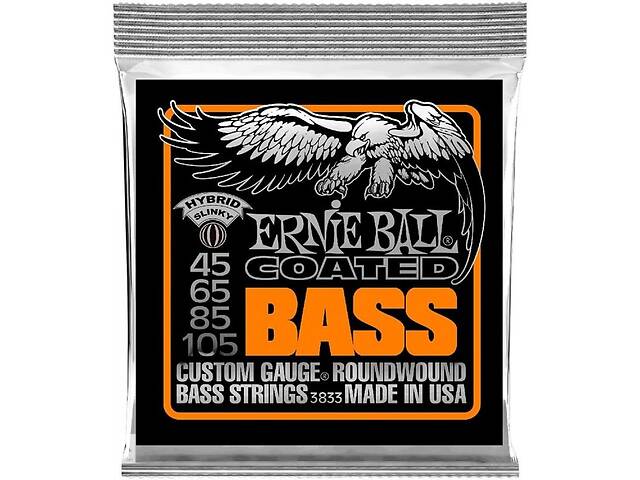 Струни для бас-гітари Ernie Ball 3833 Coated Hybrid Slinky Bass 4-Strings 45/105