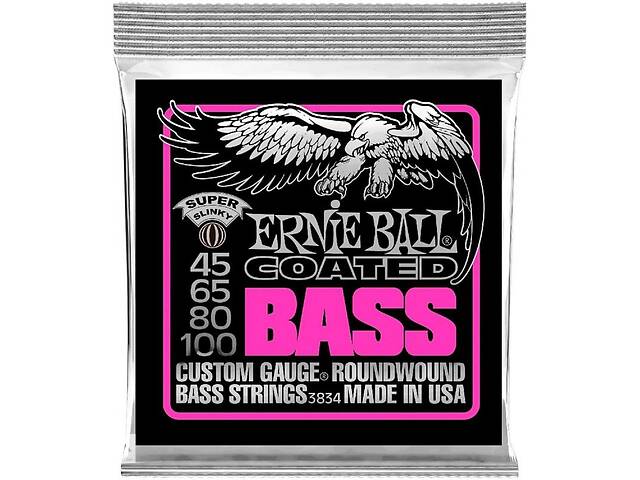 Струни для бас-гітари Ernie Ball 3834 Coated Super Slinky Bass 4-Strings 45/100