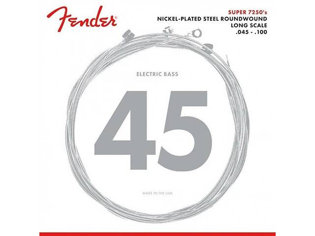 Струны для бас-гитары Fender 7250ML Nickelplated Steel Roundwound Medium Light Bass Strings 45/100