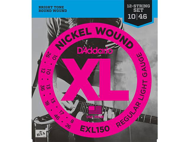 Струны для электрогитары 12 шт D'Addario EXL150 Regular Light Electric Guitar 12-Strings 10/46