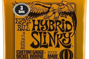 Струны для электрогитары 3 Sets Ernie Ball 3222 Hybrid Slinky Nickel Wound 9/46