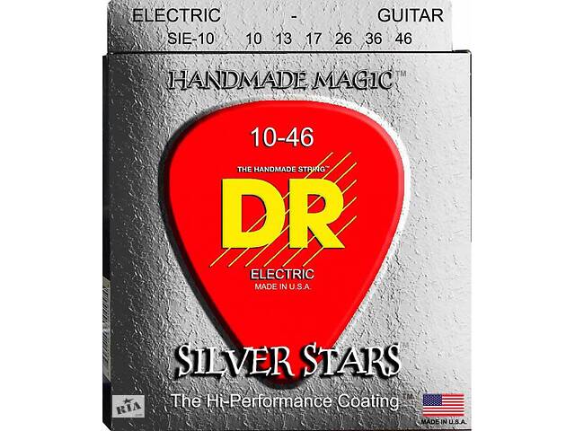 Струны для электрогитары 6 шт DR SIE-10 Silver Stars Medium Coated Electric Guitar Strings 10/46