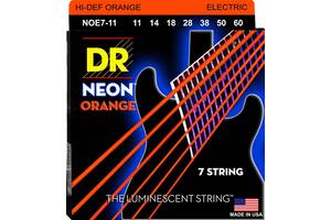 Струны для электрогитары 7 шт DR NOE7-11 Hi-Def Neon Orange K3 Coated Extra Heavy 7-String Electric Guitar 11/60