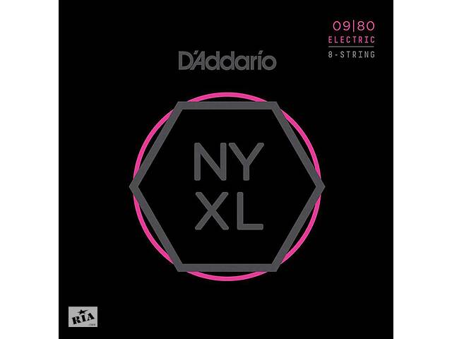 Струны для электрогитары D'Addario NYXL0980 Nickel Wound Super Light Electric Guitar 8-Strings 9/80