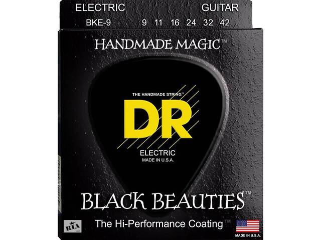 Струны для электрогитары DR BKE-9 Black Beauties Light K3 Coated Electric Guitar Strings 9/42