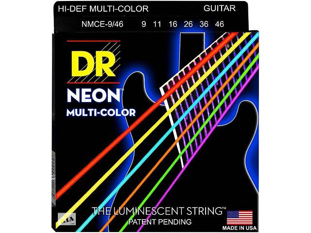 Струны для электрогитары DR NMCE-9/46 Hi-Def Neon Multi-Color K3 Coated Light Heavy Electric Guitar Strings 9/46