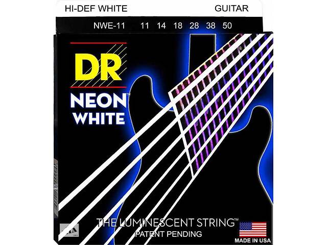 Струны для электрогитары DR NWE-11 Hi-Def Neon White K3 Coated Heavy Electric Guitar Strings 11/50