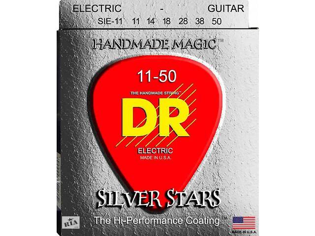 Струны для электрогитары DR SIE-11 Silver Stars Heavy Coated Electric Guitar Strings 11/50