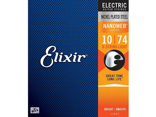 Струны для электрогитары Elixir 12062 Nanoweb Nickel Plated Steel 8-String Light 10/74