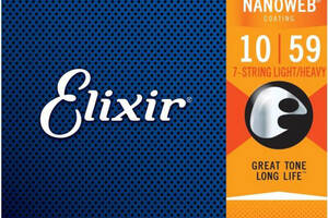 Струны для электрогитары Elixir 12074 Nanoweb Nickel Plated Steel 7-String Light/Heavy 10/59