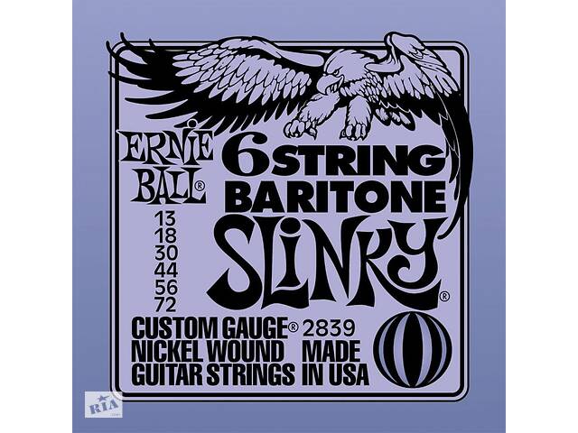 Струны для электрогитары Ernie Ball 2839 6-String Baritone Slinky Nickel Wound 13/72