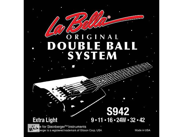 Струны для электрогитары La Bella S942 Double Ball Steinberger Extra Light Electric Guitar Strings 9/42