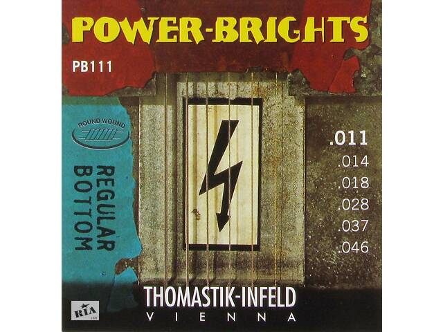 Струны для электрогитары Thomastik-Infeld PB111 Power-Brights Regular Bottom Medium Electric Guitar Strings 11/46