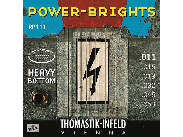 Струны для электрогитары Thomastik-Infeld RP111 Power-Brights Heavy Bottom Medium Electric Guitar Strings 11/53