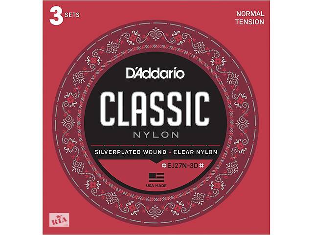 Струны для классической гитары D'Addario EJ27N-3N Student Nylon Classical Strings Normal Tension