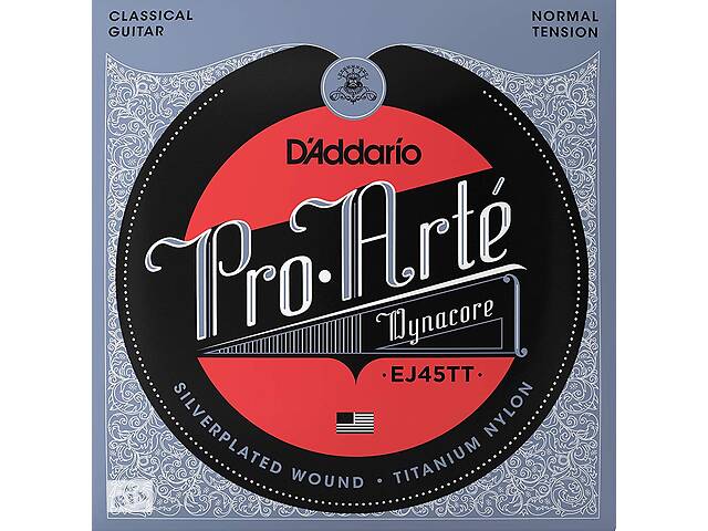 Струны для классической гитары D'Addario EJ45TT Classical Silverplated Wound Titanium Nylon Normal Tension