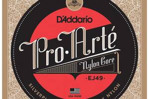 Струны для классической гитары D'Addario EJ49 Classical Guitar Strings Black Nylon Normal Tension