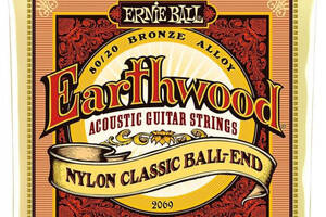 Струны для классической гитары Ernie Ball 2069 Earthwood Folk Nylon Ball End Clear and Gold