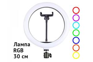 Студийная 360° светодиодная LED лампа со штативом USB 30cm XPRO LIVE LIGHT RGB SP12 подходит для смартфонов шириной о...