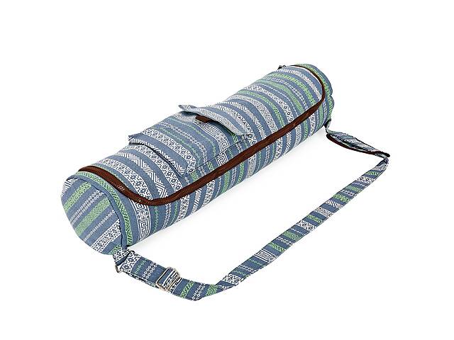 Сумка для йога коврика Yoga bag KINDFOLK FI-8362-3 размер 17смх72см Серый-синий