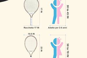 Тенісна ракетка PIKASEN 23 та 17 дюйми для дітей та дорослих 17 від 2 до 5 років