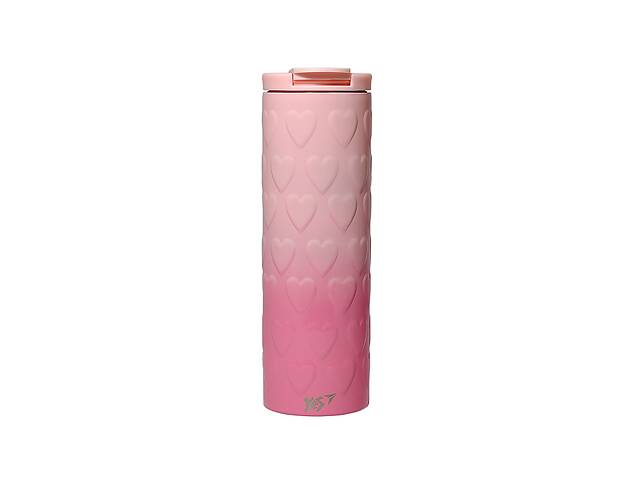 Термочашка YES Pink Heart 420 мл Розовый (707336)